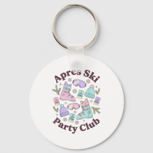 Apres ski party club retro winter skiing vacation key ring
