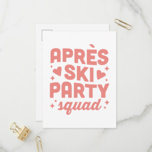 Apres ski party girls squad pink aesthetic invitation postcard