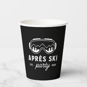 Apres ski party mountain cabin winter black paper cups