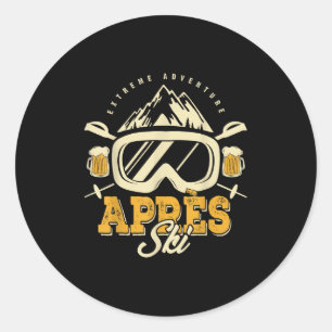 Apres Ski Party Outfit, Beer & Drinks After Sk Classic Round Sticker