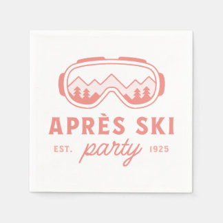 Apres ski party skiing girls night pink aesthetic napkin
