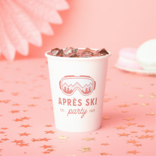 Apres ski party skiing girls night pink aesthetic paper cups