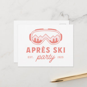 Apres ski party skiing girls night pink aesthetic postcard
