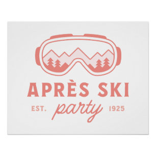 Apres ski party skiing girls night pink aesthetic poster