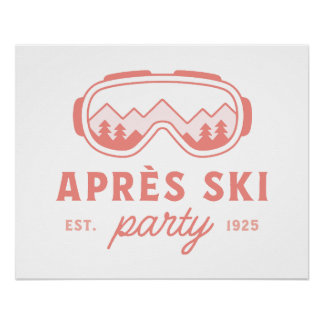 Apres ski party skiing girls night pink aesthetic poster