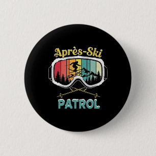 Apres Ski Patrol Skiing Goggles Snowboarding Skier 6 Cm Round Badge