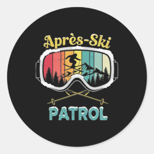 Apres Ski Patrol Skiing Goggles Snowboarding Skier Classic Round Sticker