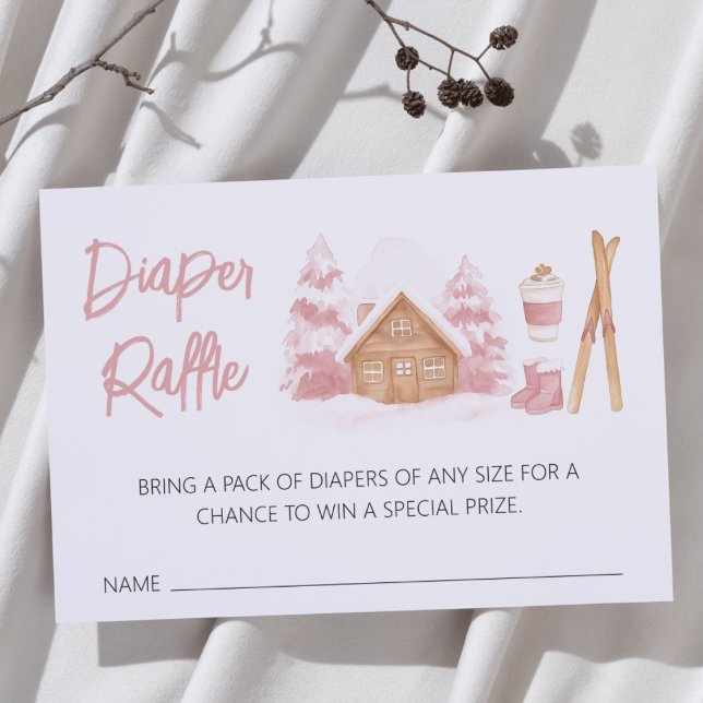 Apres Ski Pink Baby Shower Diaper Raffle Enclosure Card (Creator Uploaded)