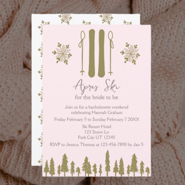 Apres Ski Pink Bachelorette Party Invitation (Creator Uploaded)