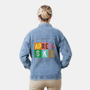 Après-ski Retro Ski Skiers Color Block  Denim Jacket
