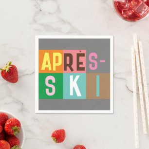 Après-ski Retro Skier Colour Block Napkin