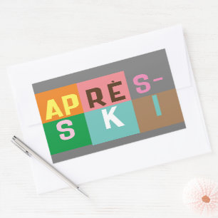 Après-ski Retro Skier Colour Block Rectangular Sticker
