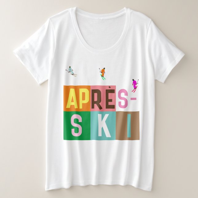 Après-ski Retro Skiers Colour Block Plus Size T-Shirt (Design Front)