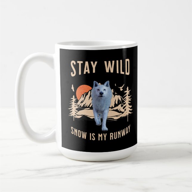 Après Ski Snow Runway Wolf Art Coffee Mug (Left)