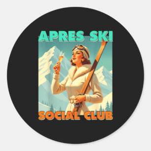 Apres ski social club skiing lover winter sports classic round sticker