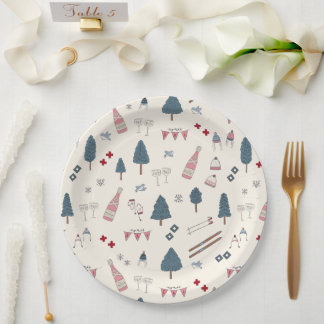 Apres Ski Weekend Party Pink Champagne Paper Plate