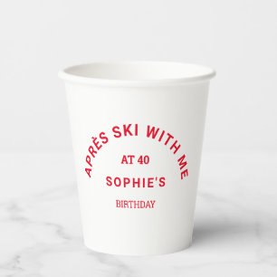 Après Ski With Me At 40 Winter Red Ski Crest Party Paper Cups