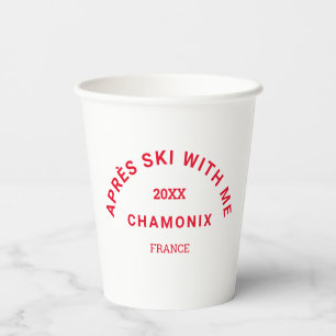 Après Ski With Me Winter Red Ski Crest Party Paper Cups