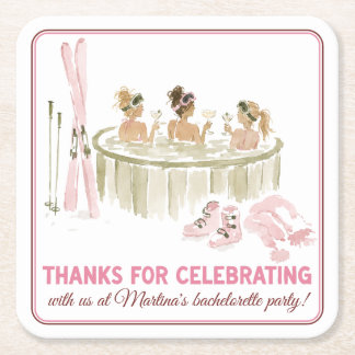 Après Ski with the Bride to Be Bachelorette Party Square Paper Coaster