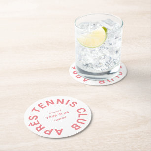 Après Tennis Club Custom Pink Crest Round Paper Coaster