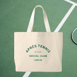 Après Tennis Social Club Custom Green Crest Large Tote Bag<br><div class="desc">Après Tennis Social Club Green Crest tennis tote bag. Personalise with the year and location. Perfect for carrying your tennis essentials,  as a gift for a tennis lover or as gift bags for a tennis theme bachelor or bachelorette party. Designed to match our Après Tennis Social Club Collection.</div>