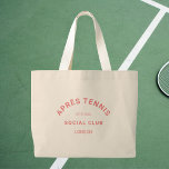 Après Tennis Social Club Custom Pink Crest Large Tote Bag<br><div class="desc">Après Tennis Social Club Pink Crest tennis tote bag. Personalise with the year and location. Perfect for carrying your tennis essentials,  as a gift for a tennis lover or as gift bags for a tennis theme bachelor or bachelorette party. Designed to match our Après Tennis Social Club Collection.</div>