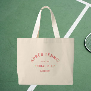 Après Tennis Social Club Custom Pink Crest Large Tote Bag
