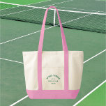 Après Tennis Social Club Green Crest Pink Handle  Tote Bag<br><div class="desc">Après Tennis Social Club Green Crest, pink strap, tennis tote bag. Personalise with the year and location. Perfect for carrying your tennis essentials, as a gift for a tennis lover or as gift bags for a tennis theme bachelor or bachelorette party. Designed to match our Après Tennis Social Club Collection....</div>