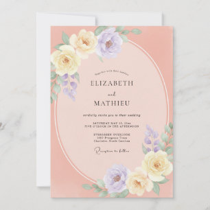 Apricot Amethyst Peony Wedding Invitation