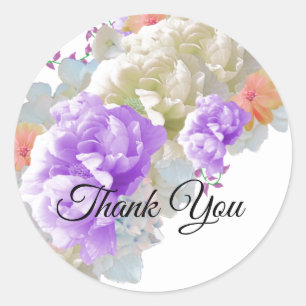 Apricot and Plum Floral Bouquet Thank You Sticker