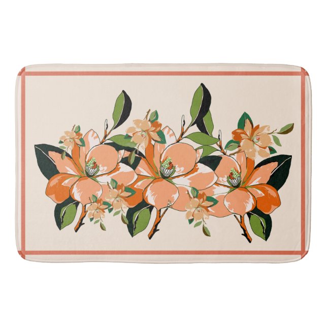 Apricot Azalea on Cream Bath Mat (Front)
