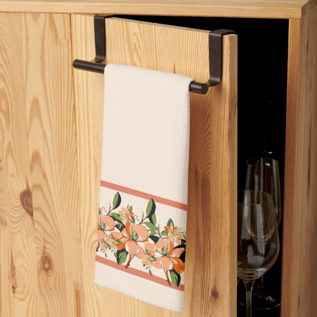 Apricot Azalea on Cream Tea Towel (Thirds Fold)