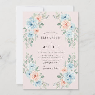 Apricot Azure Painted Wedding Invitation