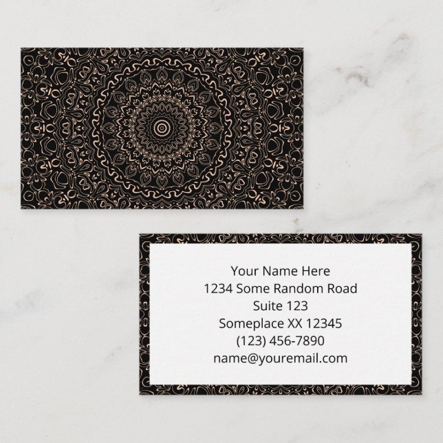Apricot Beige Mandala with Elegant Symmetry Business Card (Front/Back)