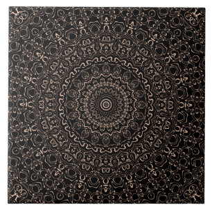 Apricot Beige Mandala with Elegant Symmetry Tile