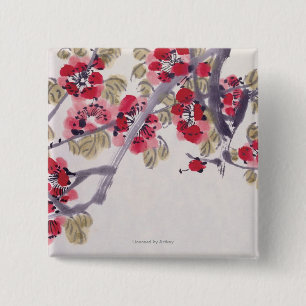 Apricot Blossoms 15 Cm Square Badge