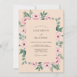Apricot Blush Petal Wedding Invitation