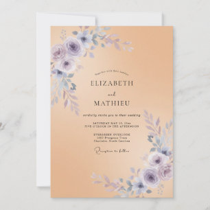 Apricot Botanical Romantic Wedding Invitation