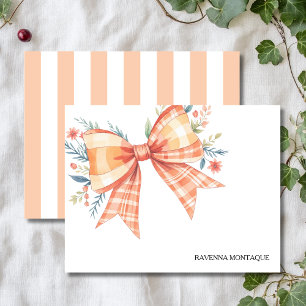 Apricot Chic Big Bow Floral Thank You Note Card