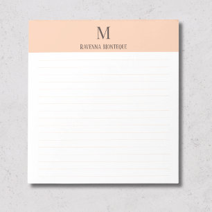 Apricot Classic Personalized Monogram Letter Lined Notepad
