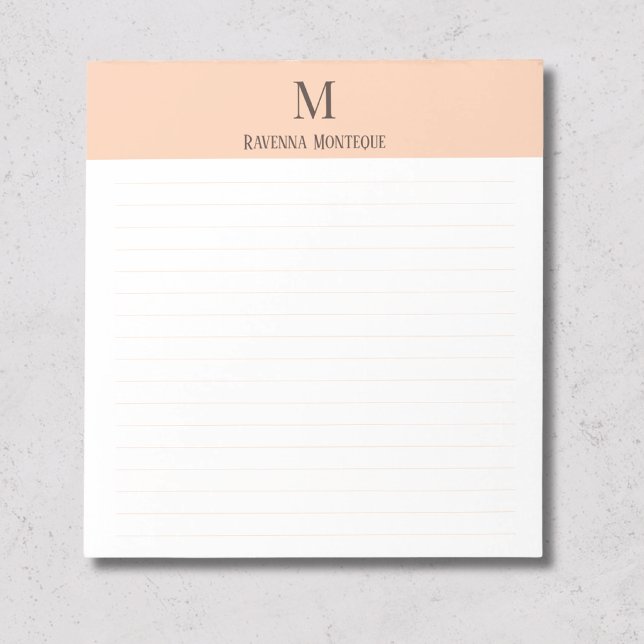 Apricot Classic Personalized Monogram Letter Lined Notepad (Creator Uploaded)