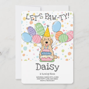 Apricot Cockapoo Cavapoo Dog Birthday Party Invitation
