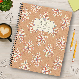 Apricot Colour Floral Boho Textured Student Custom Notebook