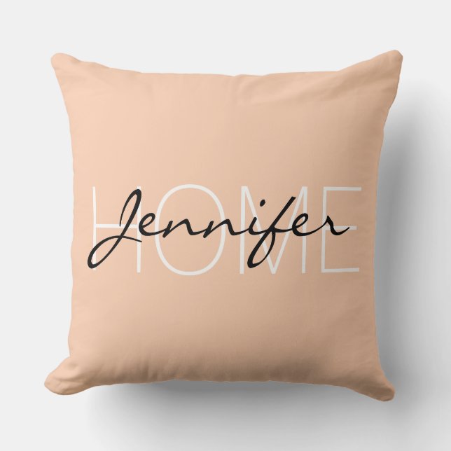 Apricot colour home monogram cushion (Front)
