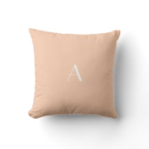 Apricot Colour Pillow w White Monogram