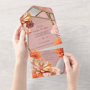 Apricot Crush Colour 2024 with Succulents  All In One Invitation