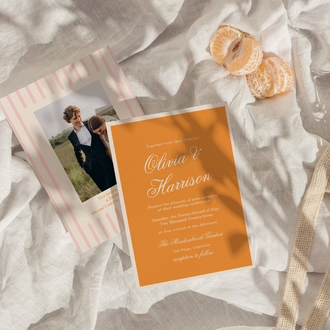Apricot Crush Orange Pink Bold Modern Invitation (Creator Uploaded)