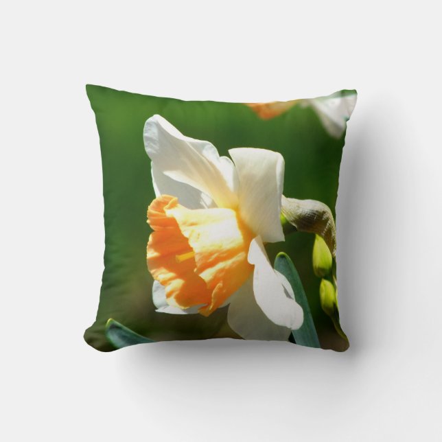 Apricot Daffodil Throw Pillow (Front)