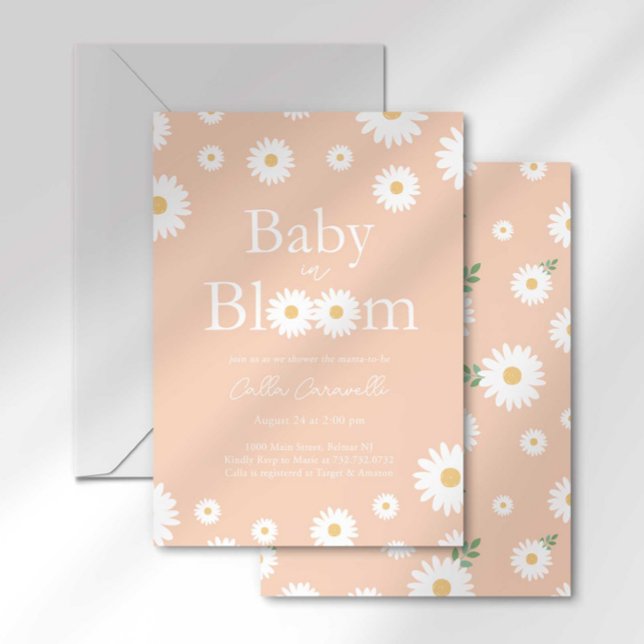 Apricot Daisy Baby in Bloom Baby Shower Invitation (Creator Uploaded)