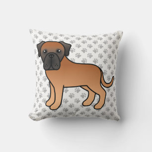 Apricot English Mastiff Cute Cartoon Dog & Paws Cushion